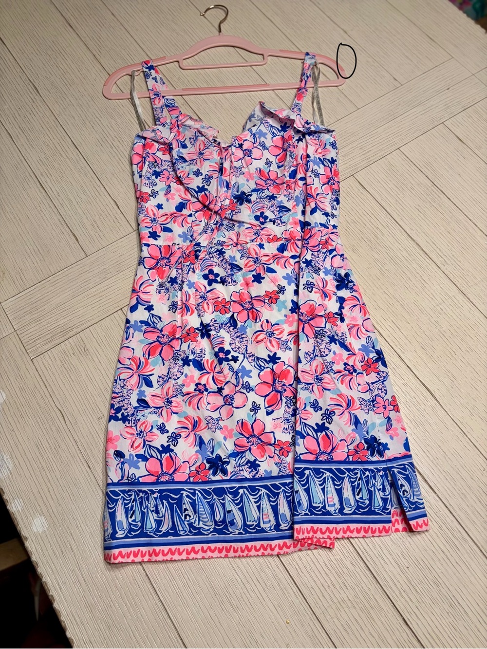 Lilly Pulitzer Pink White Blue Floral Mini Dress